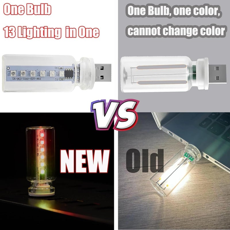 TXGSDXS car USB Night Light Bulb, 13 Color Changing Modes Portable Plug-in Retro Car Interior Ambient Lights, Led USB Light Camping, Party, Holiday Decoration, Bedroom, Desktop (3Pcs) - Image 5